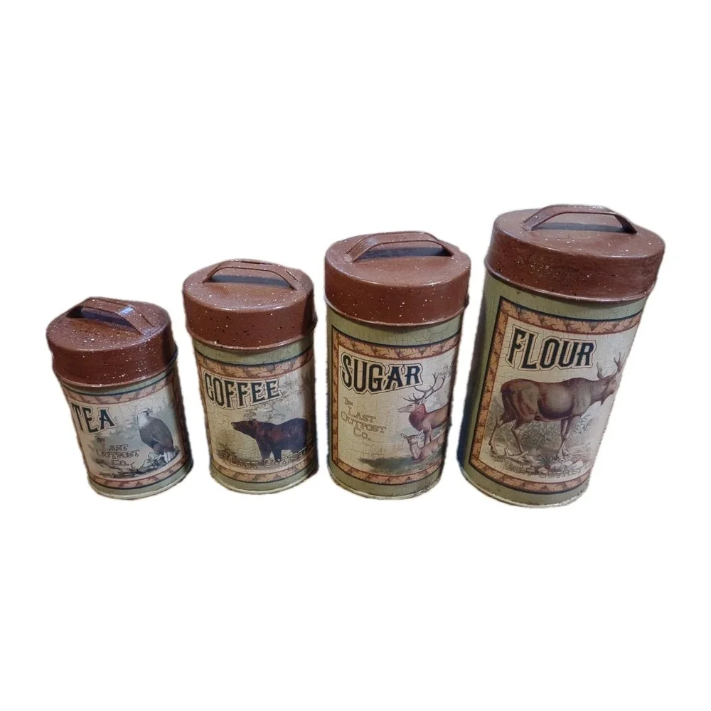 Ohio Wholesale Last Outpost Co Decorative Canister Set Wildlife Rustic Cabin 4pc